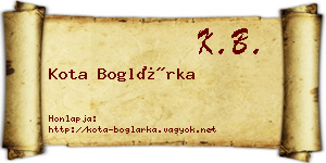 Kota Boglárka névjegykártya